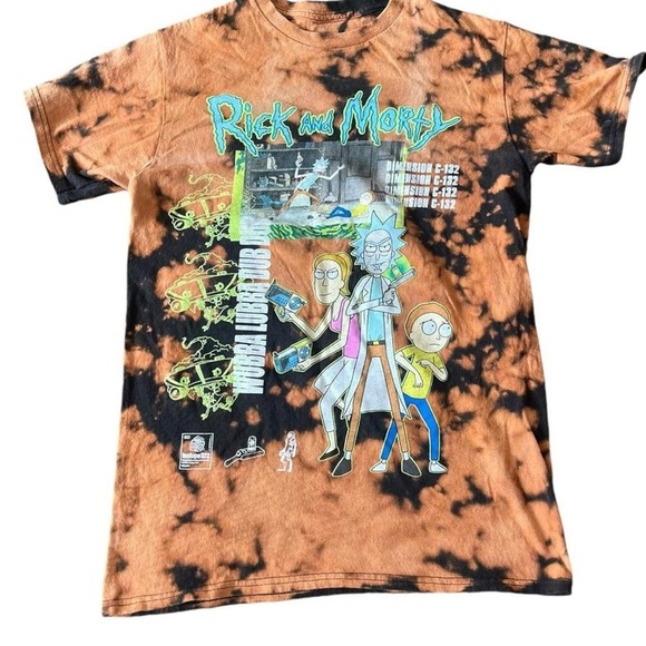 778-Orange and black Rick and Morty cotton t-shirt #RickAndMorty - Picture 1 of 5